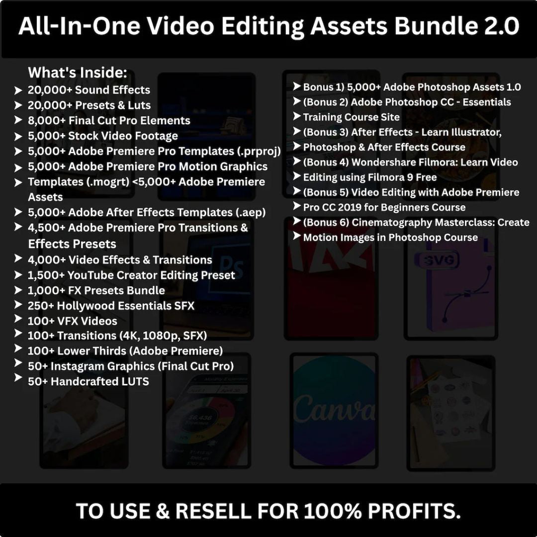 30+ Million Digital Assets Bundle (PLR + MRR) | Resell & Earn | Canva, Templates, Presets & More
