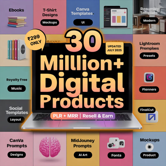 30+ Million Digital Assets Bundle (PLR + MRR) | Resell & Earn | Canva, Templates, Presets & More